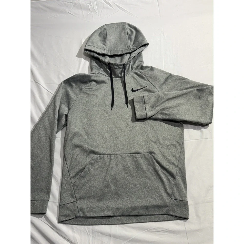 Nike Dri Fit‎ Logo Athletic Fit Hoodie Sweatshirt (Men's Small) Gray